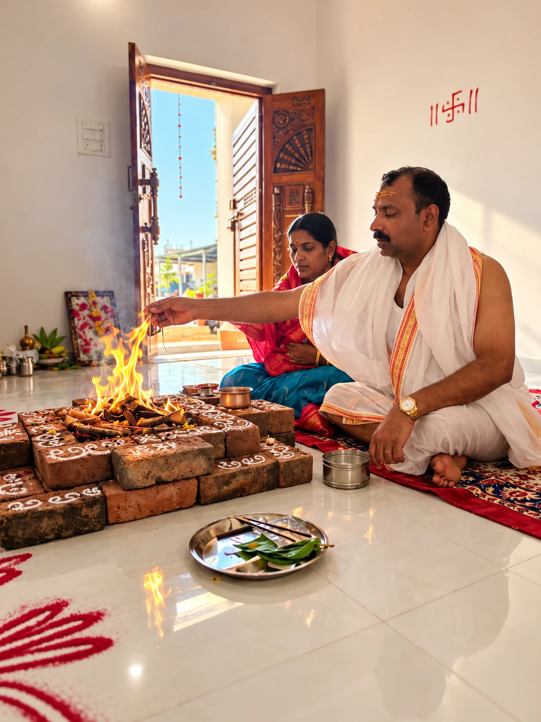 यजमानांसह हवन विधी — भाग्योदय ज्योतिष, सातारा