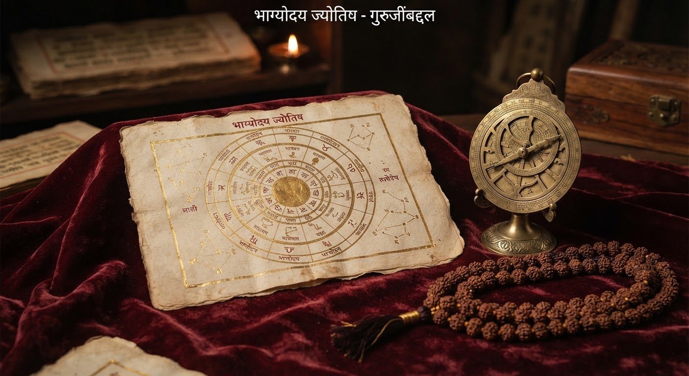 ग्रहचक्र असलेले प्राचीन ज्योतिष हस्तलिखित